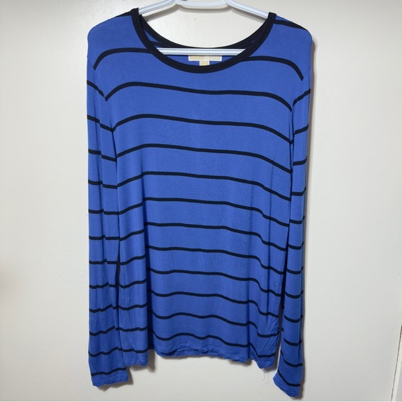 Michael Kors Longsleeve Top Stripes Blue Women Size L - Picture 1 of 8